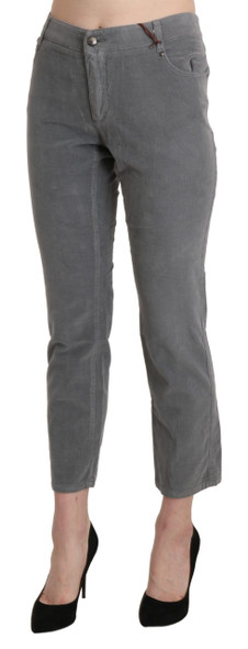 Gray Cropped Cotton Stretch Trouser Pants Gray Cropped Cotton Stretch Trouser Pants
