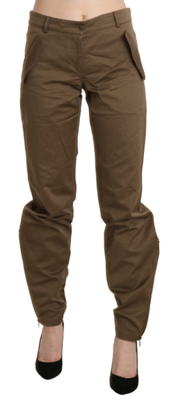 Ermanno Scervino Brown Mid Waist Straight Cotton Pants Ermanno Scervino Brown Mid Waist Straight Cotton Pants