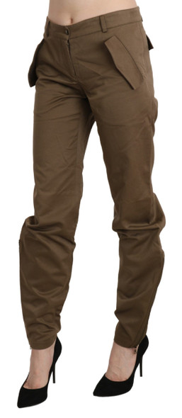 Ermanno Scervino Brown Mid Waist Straight Cotton Pants Ermanno Scervino Brown Mid Waist Straight Cotton Pants