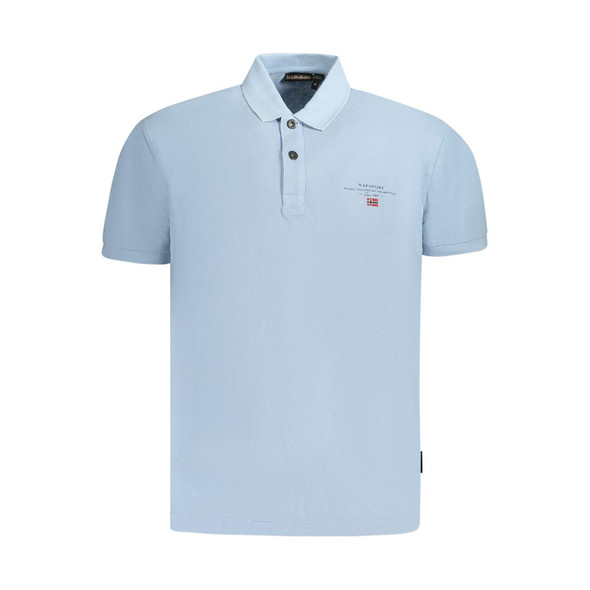 Napapijri Light Blue Cotton Men Polo Shirt Napapijri Light Blue Cotton Men Polo Shirt