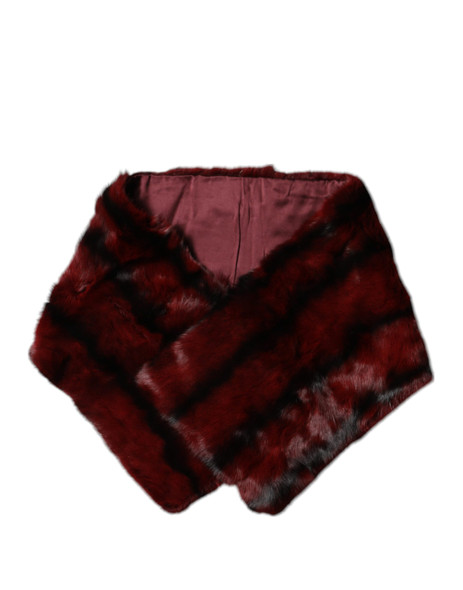 Black Red Stripe Fur Shawl Neck Wrap Scarf Black Red Stripe Fur Shawl Neck Wrap Scarf