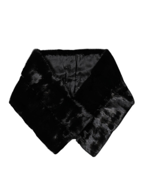 Dolce & Gabbana Black Fur Shawl Neck Wrap Cover Collar Scarf Dolce & Gabbana Black Fur Shawl Neck Wrap Cover Collar Scarf