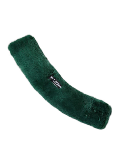 Dolce & Gabbana Green Mink Fur Collar Women Neck Wrap Scarf Dolce & Gabbana Green Mink Fur Collar Women Neck Wrap Scarf