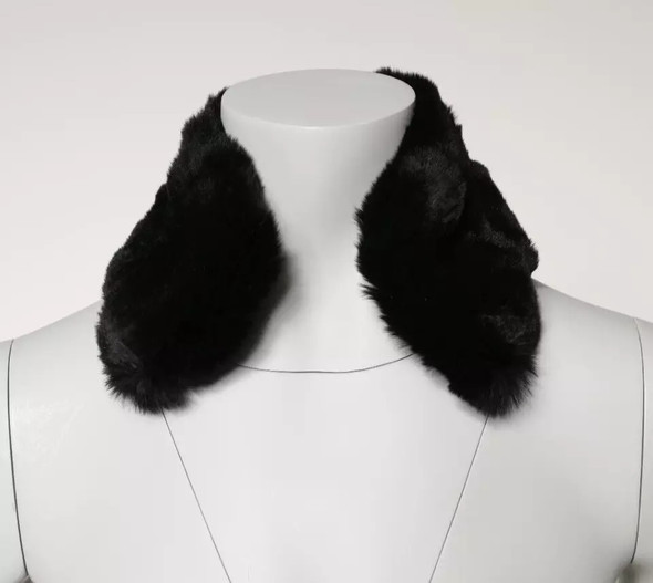 Dolce & Gabbana Black Lamb Fur Collar Women Neck Wrap Scarf MS7111 Dolce & Gabbana Black Lamb Fur Collar Women Neck Wrap Scarf MS7111