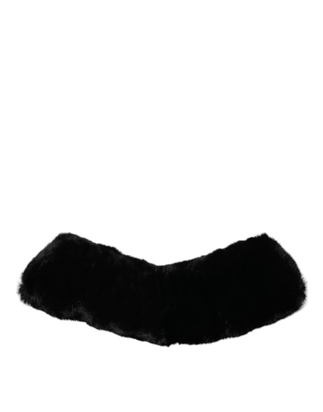 Dolce & Gabbana Black Lamb Fur Collar Women Neck Wrap Scarf MS7111 Dolce & Gabbana Black Lamb Fur Collar Women Neck Wrap Scarf MS7111