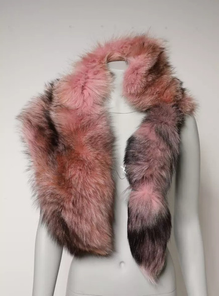 Pink Frost Fox Fur Neck Warmer Winter Scarf Pink Frost Fox Fur Neck Warmer Winter Scarf
