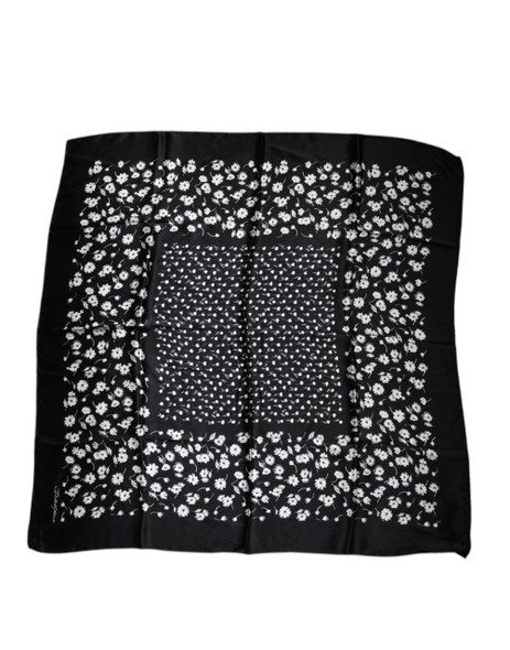 Black Floral Silk Square Wrap Shawl Scarf Black Floral Silk Square Wrap Shawl Scarf