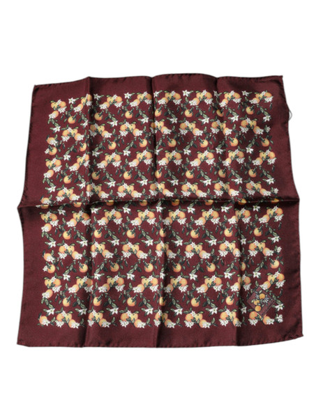 Dolce & Gabbana Maroon Oranges Silk Square Handkerchief Scarf Dolce & Gabbana Maroon Oranges Silk Square Handkerchief Scarf