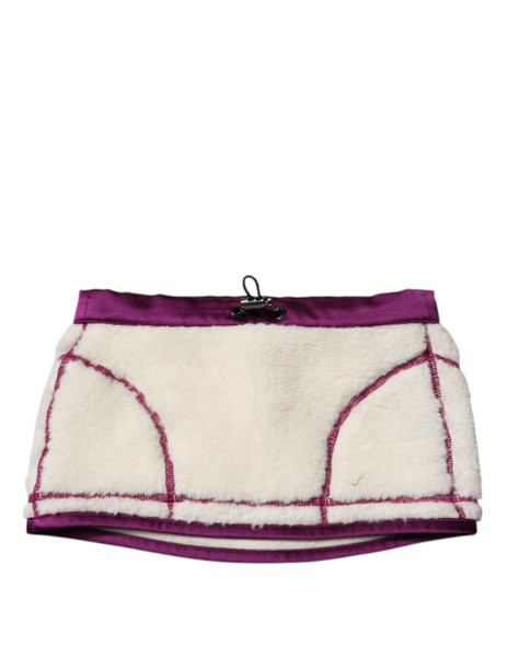 Dolce & Gabbana White Purple Cashmere Fleece Neck Warmer Scarf Dolce & Gabbana White Purple Cashmere Fleece Neck Warmer Scarf