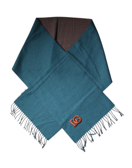 Blue Green Wool Fringes Wrap Shawl Scarf Blue Green Wool Fringes Wrap Shawl Scarf