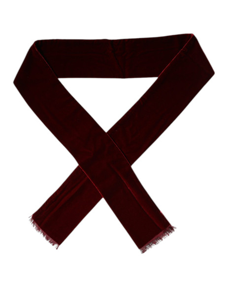 Maroon Silk Fringes Skinny Neck Wrap Scarf Maroon Silk Fringes Skinny Neck Wrap Scarf