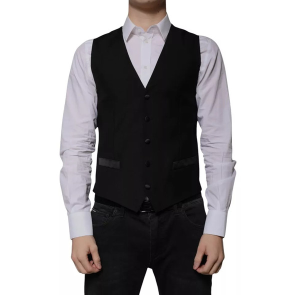 Black Wool Formal Dress Men Waistcoat Vest JKT87116 Black Wool Formal Dress Men Waistcoat Vest JKT87116