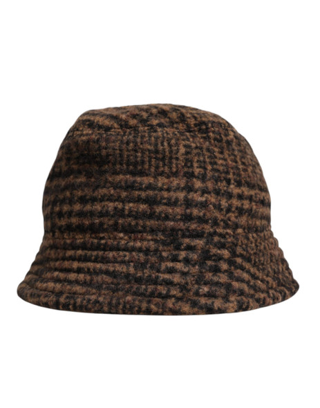 Dolce & Gabbana Brown Houndstooth Wool Woven Bucket Hat Dolce & Gabbana Brown Houndstooth Wool Woven Bucket Hat