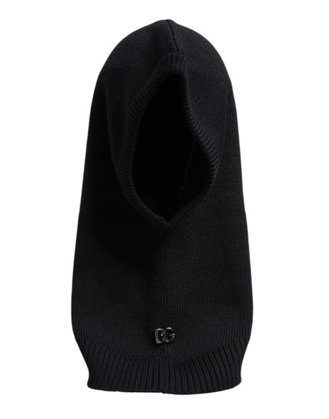 Black Wool Whole Head Wrap Balaclava Hat Black Wool Whole Head Wrap Balaclava Hat