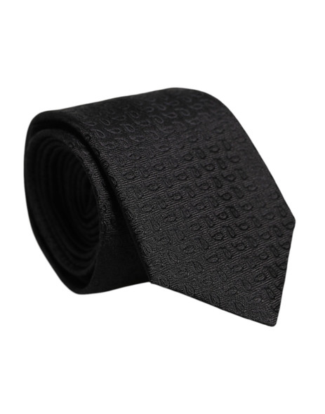 Black Patterned Silk Adjustable Necktie Tie Black Patterned Silk Adjustable Necktie Tie