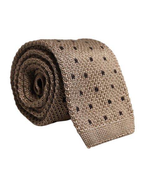 Beige Polka Dot Silk Adjustable Necktie Tie Beige Polka Dot Silk Adjustable Necktie Tie