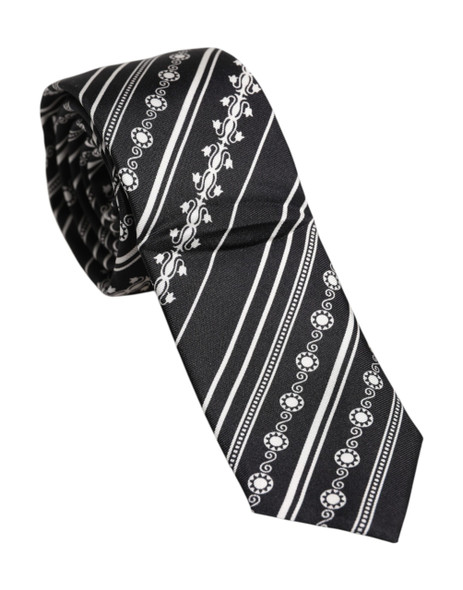 Black White Stripes Silk Adjustable Necktie Tie Black White Stripes Silk Adjustable Necktie Tie
