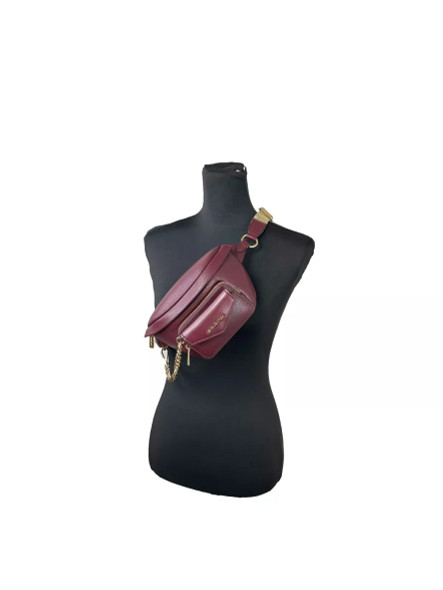 Leather Maise 2 in 1 Fanny Waist Pack Bag Maroon Leather Maise 2 in 1 Fanny Waist Pack Bag Maroon