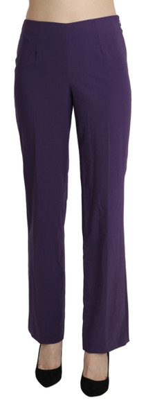 Purple High Waist Straight Dress Trouser Pants Purple High Waist Straight Dress Trouser Pants