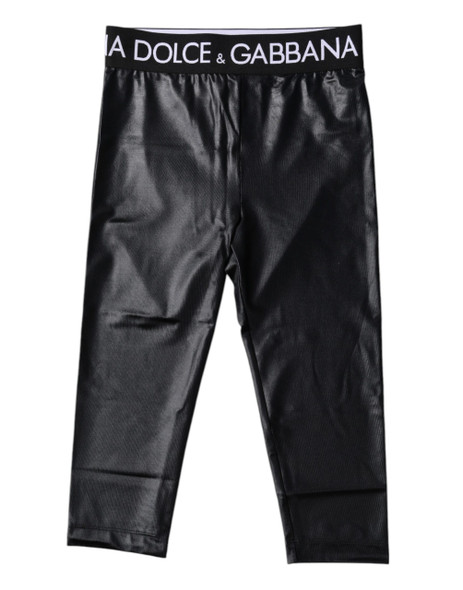 Dolce & Gabbana Black Logo Nylon Cropped Tights Pants Underwear Dolce & Gabbana Black Logo Nylon Cropped Tights Pants Underwear