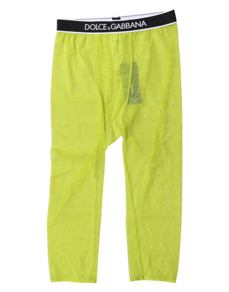 Dolce & Gabbana Green DG Logo Nylon Cropped Tights Underwear Dolce & Gabbana Green DG Logo Nylon Cropped Tights Underwear