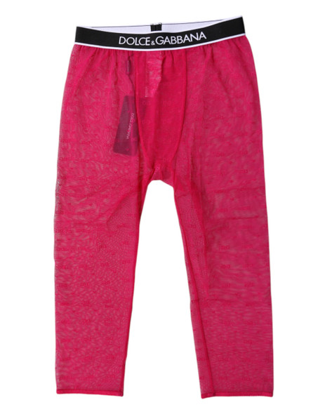Dolce & Gabbana Fuchsia DG Logo Nylon Cropped Tights Underwear Dolce & Gabbana Fuchsia DG Logo Nylon Cropped Tights Underwear