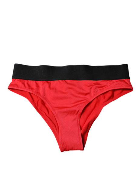 Red Nylon Stretch Mid Waist Panty Underwear Red Nylon Stretch Mid Waist Panty Underwear