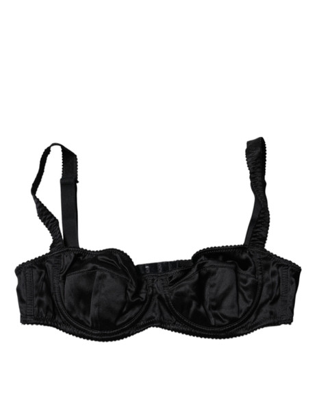 Black Silk Stretch Balconette Brassiere Underwear Black Silk Stretch Balconette Brassiere Underwear