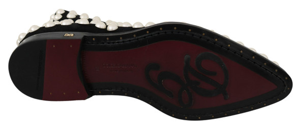 Dolce & Gabbana Black Suede Pearl Studs Boots Shoes Dolce & Gabbana Black Suede Pearl Studs Boots Shoes