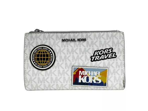 Jet Set Travel Double Zip Wristlet Wallet White Jet Set Travel Double Zip Wristlet Wallet White