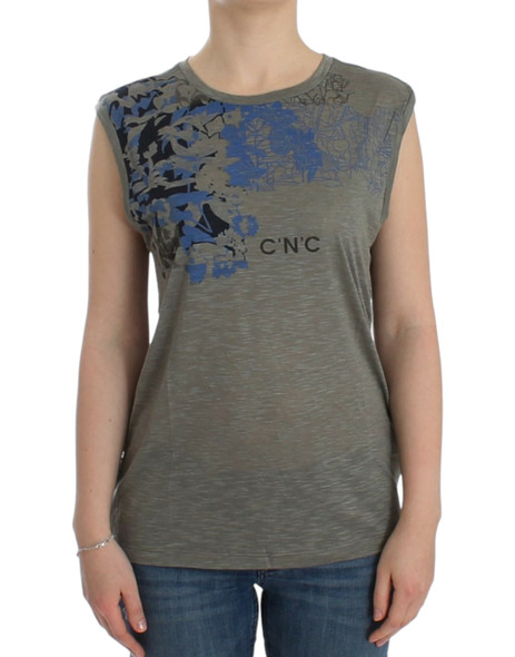 Gray print sleeveless t-shirt Gray print sleeveless t-shirt