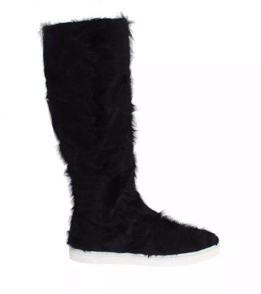 Dolce & Gabbana Black Xiangao Lamb Fur Leather Boots Shoes LA2101 Dolce & Gabbana Black Xiangao Lamb Fur Leather Boots Shoes LA2101