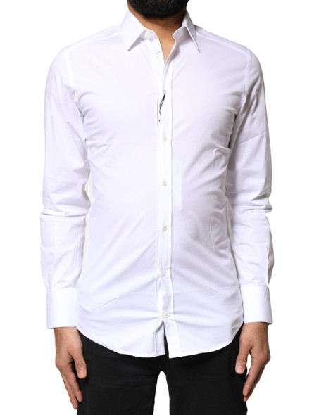 Dolce & Gabbana White GOLD Cotton Long Sleeves Dress Shirt Dolce & Gabbana White GOLD Cotton Long Sleeves Dress Shirt