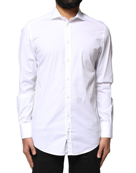Dolce & Gabbana White GOLD Cotton Long Sleeves Dress Shirt TSH5953 Dolce & Gabbana White GOLD Cotton Long Sleeves Dress Shirt TSH5953