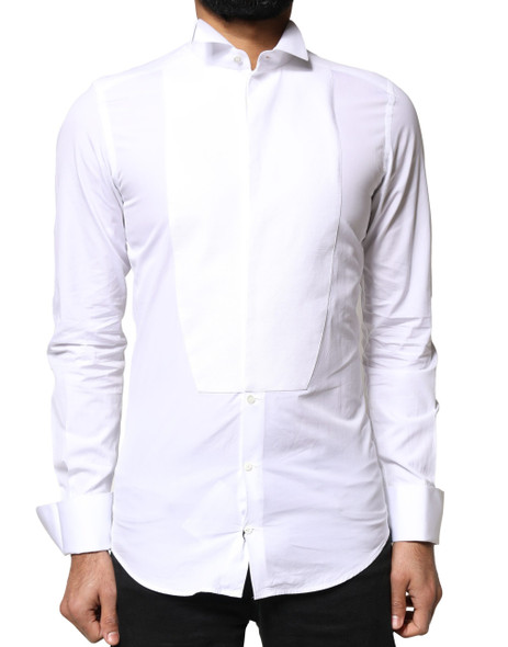 White GOLD Cotton Poplin Bib Formal Men Dress Shirt White GOLD Cotton Poplin Bib Formal Men Dress Shirt