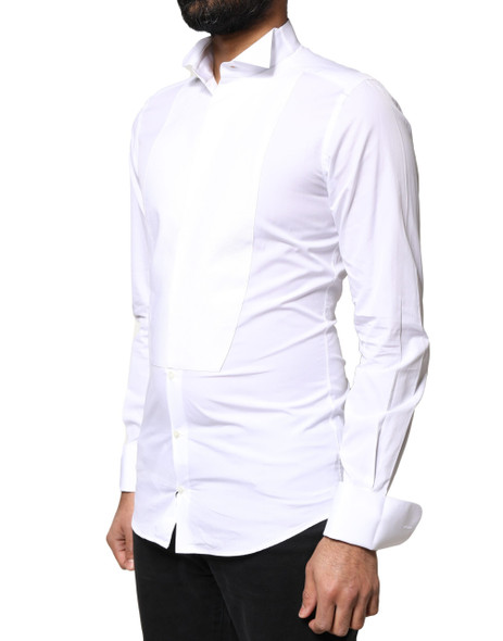 White GOLD Cotton Poplin Bib Formal Men Dress Shirt White GOLD Cotton Poplin Bib Formal Men Dress Shirt
