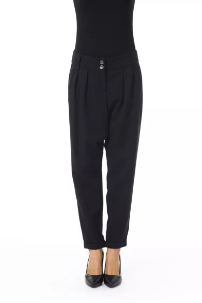 Black Polyester Women Pant Black Polyester Women Pant