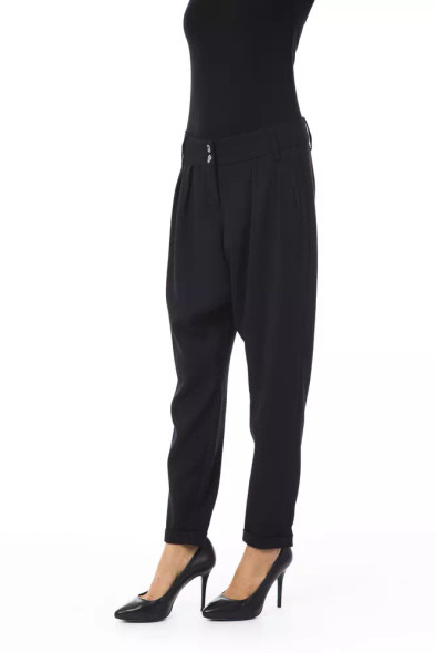 Black Polyester Women Pant Black Polyester Women Pant