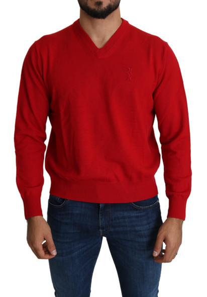 Red V-neck Wool Sweatshirt Pullover Sweater Red V-neck Wool Sweatshirt Pullover Sweater