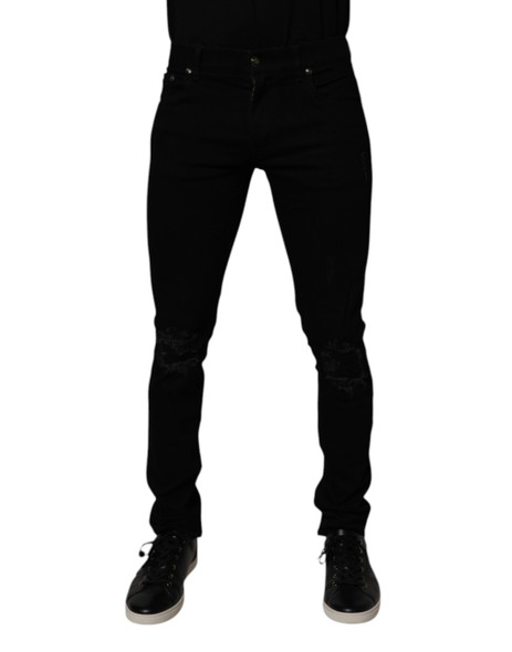 Dolce & Gabbana Black Cotton Stretch Skinny Men Denim Jeans PAN75255 Dolce & Gabbana Black Cotton Stretch Skinny Men Denim Jeans PAN75255