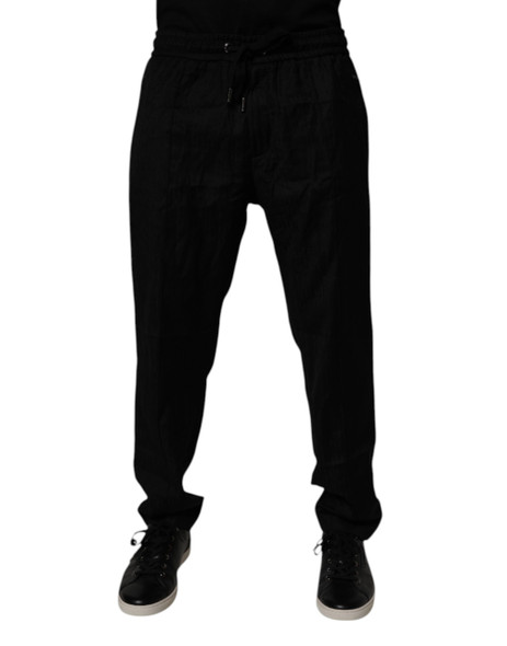Dolce & Gabbana Black Wool Jogger Sweatpants Pants Dolce & Gabbana Black Wool Jogger Sweatpants Pants