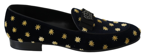 Blue Velvet Crown Slippers Loafers Shoes Blue Velvet Crown Slippers Loafers Shoes