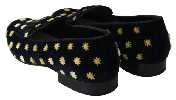 Blue Velvet Crown Slippers Loafers Shoes Blue Velvet Crown Slippers Loafers Shoes