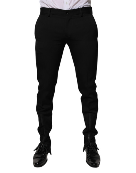 Dolce & Gabbana Black Wool Tapered Formal Dress Pants PAN75328 Dolce & Gabbana Black Wool Tapered Formal Dress Pants PAN75328