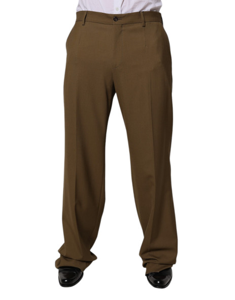 Dolce & Gabbana Brown Wool Straight Formal Dress Pants Dolce & Gabbana Brown Wool Straight Formal Dress Pants