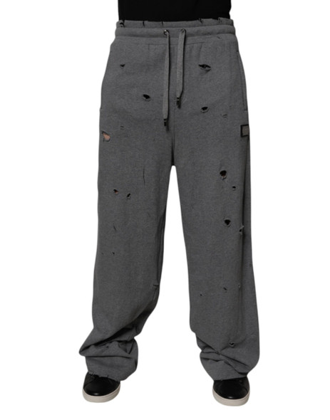 Gray Cotton RipStyle Straight Sweatpants Pants Gray Cotton RipStyle Straight Sweatpants Pants