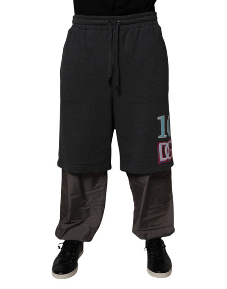 Dark Gray Cotton Layered Straight Sweatpants Pants Dark Gray Cotton Layered Straight Sweatpants Pants