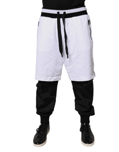 Dolce & Gabbana Black White Cotton Layered Sweatpants Pants Dolce & Gabbana Black White Cotton Layered Sweatpants Pants