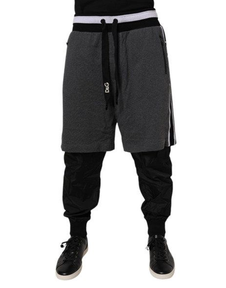 Black Gray Cotton Layered Men Sweatpants Pants Black Gray Cotton Layered Men Sweatpants Pants