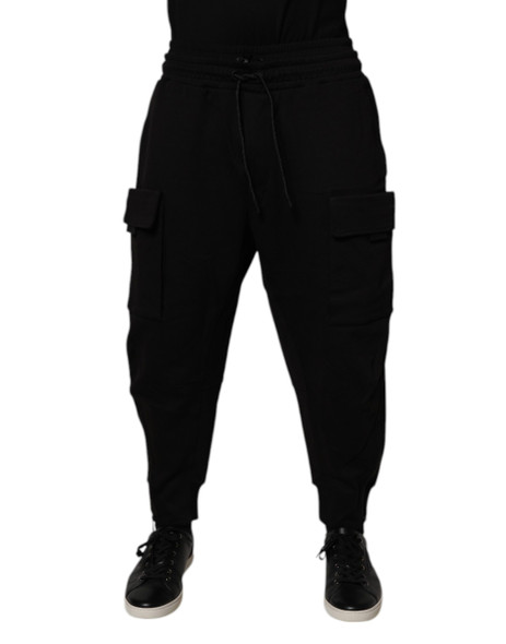 Dolce & Gabbana Black Cotton Men Cargo Jogger Sweatpants Pants Dolce & Gabbana Black Cotton Men Cargo Jogger Sweatpants Pants